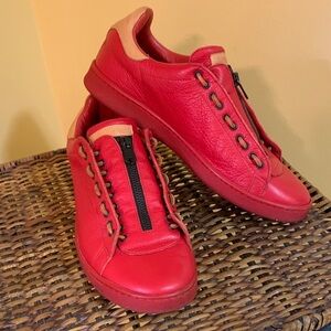 Fabrice Tardieu Fred Leather Sneakers with Zipper close and side lace detail